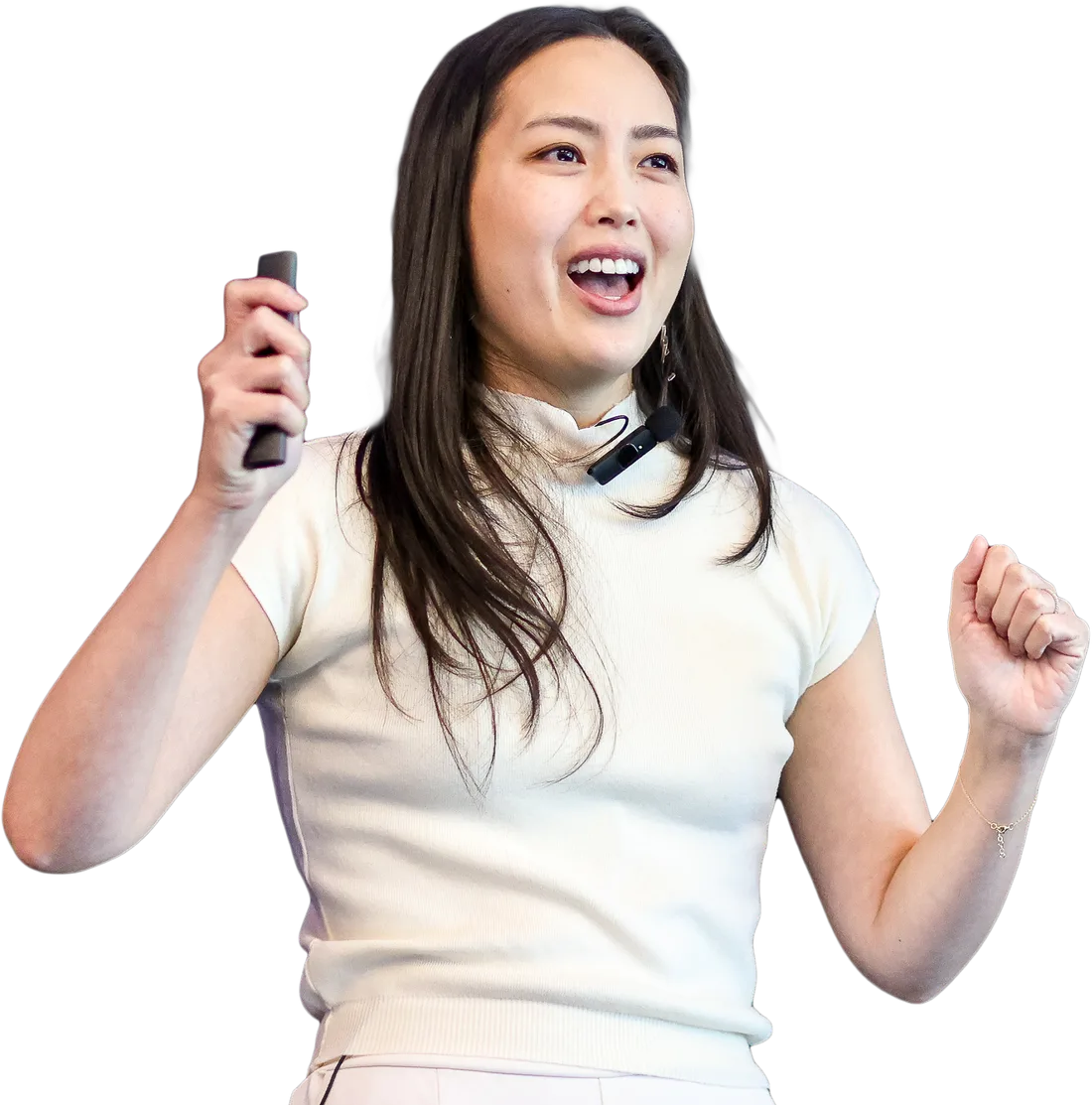 Lorraine K. Lee teaching with a microphone