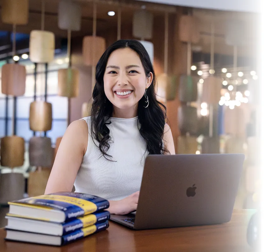 Lorraine K. Lee working at her laptop